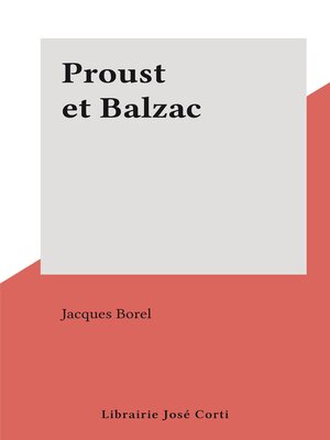 cover image of Proust et Balzac